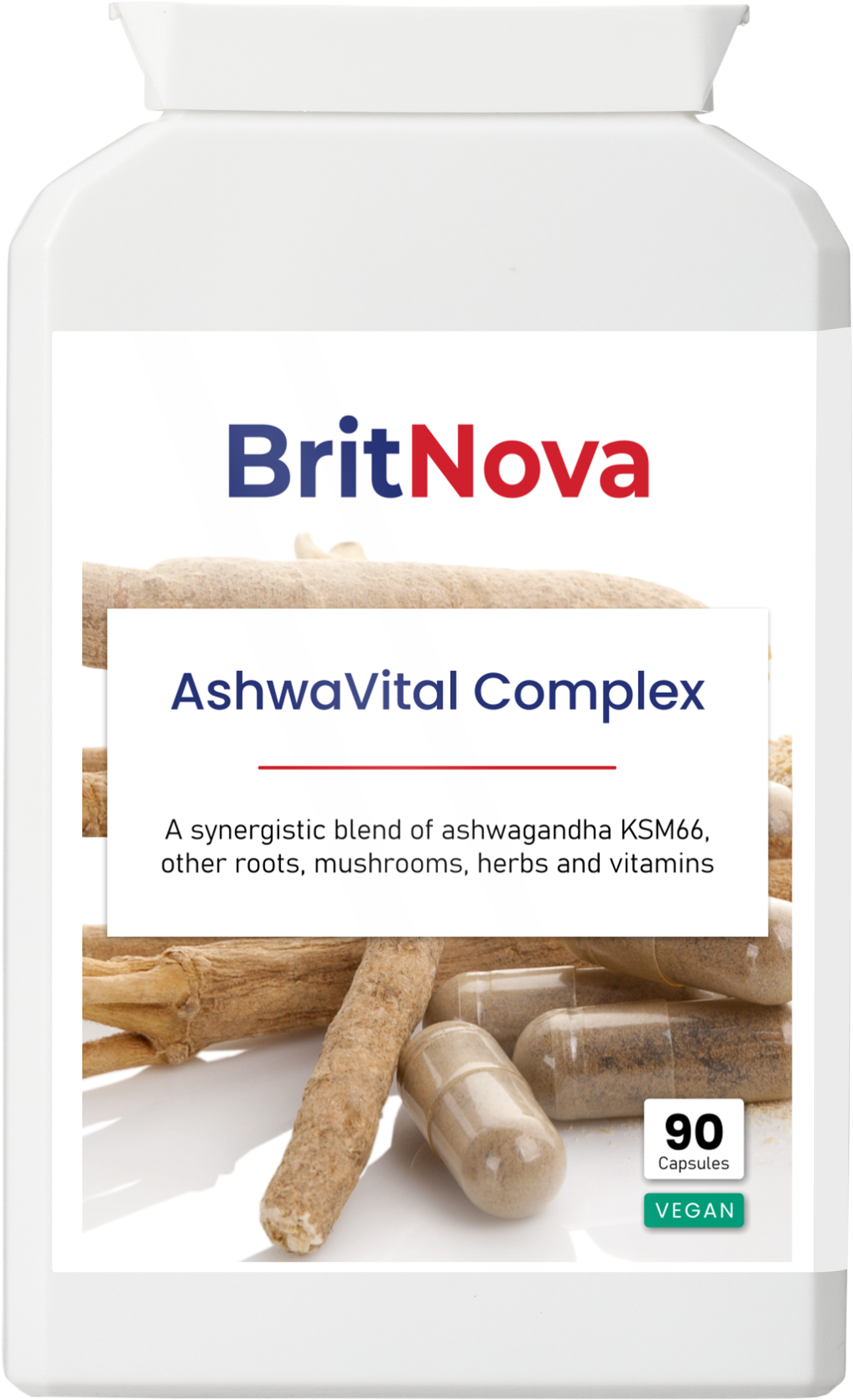 BritNova AshwaVital Complex – Botanical & Vitamin Formula (90 Capsules)