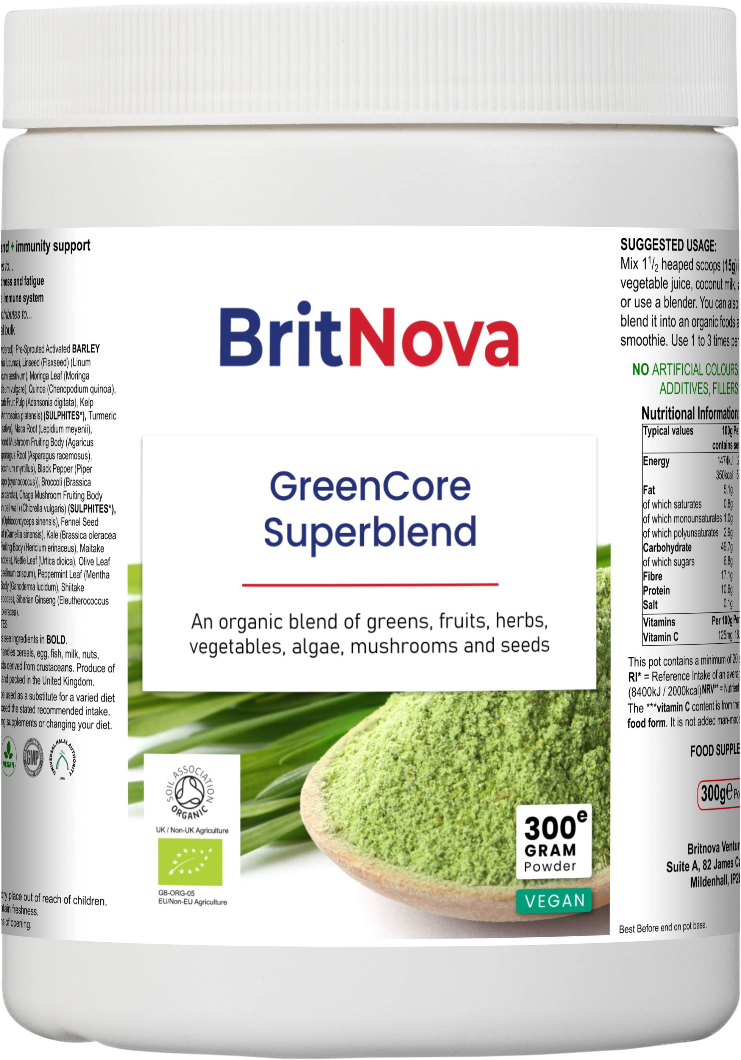 BritNova GreenCore Superblend – Organic Superfoods Powder (300g)