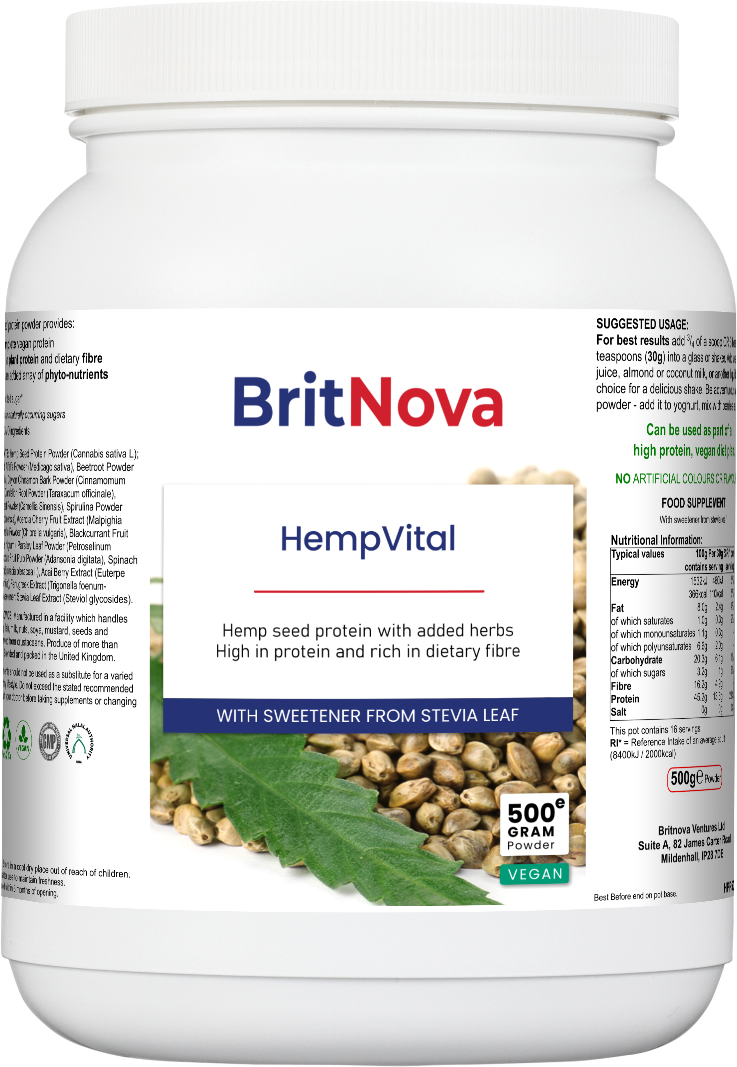 BritNova HempVital – Plant Based Hemp Protein  (500g)